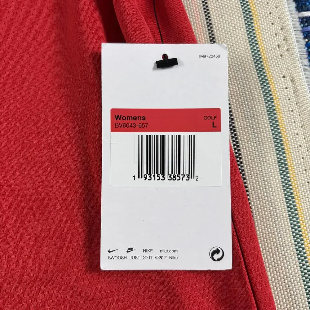 NEW Nike Golf Polo Shirt Womens Large Red Johnson & Johnson MedTech BV6043-657